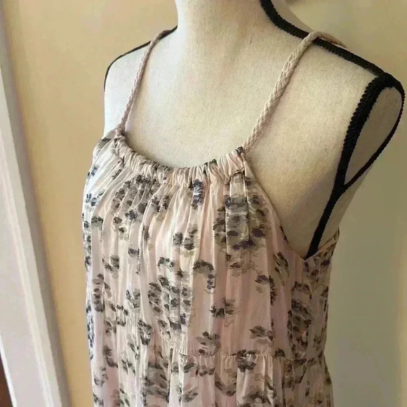 Elena Baldi | Tiered Silk Blend Animal Print Midi/Maxi Dress with Braided Straps - Picture 4 of 9